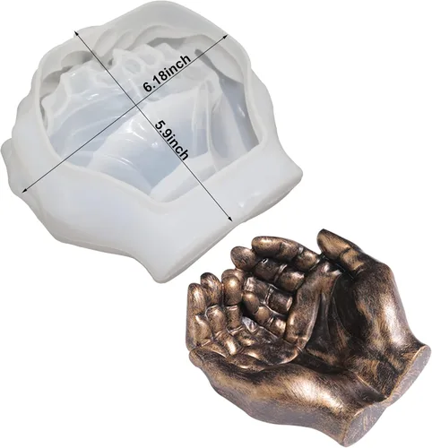 Vista 4 de Molde de resina de silicona grande para maceta, molde de silicona para cemento, forma de mano, molde de arcilla de hormigón, molde creativo
