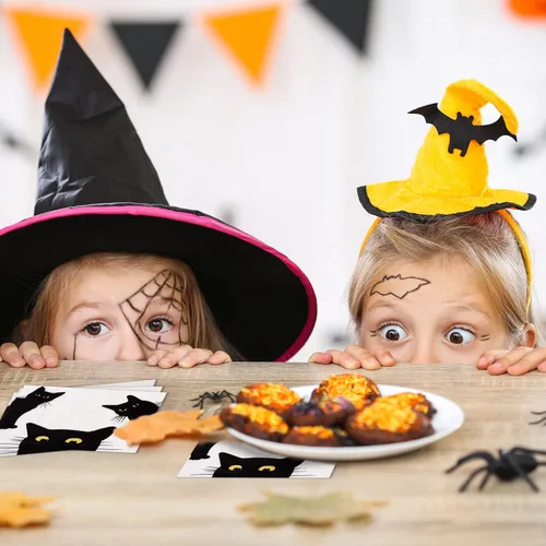 Vista 8 de Quera Paquete de 50 servilletas de papel desechables de gato negro, suministros para fiestas, servilletas de papel de Halloween, servilletas