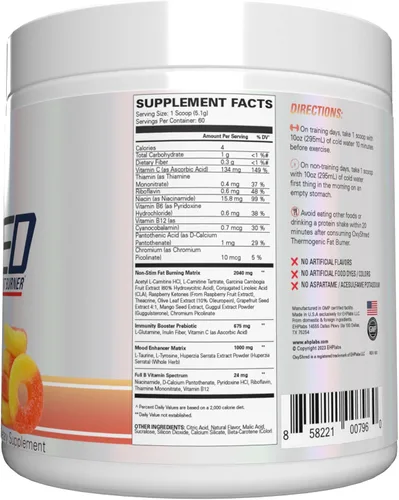 Vista 8 de EHP Labs OxyShred - Polvo termogénico para antes del entrenamiento y suplemento para adelgazar no estimulante con L-glutamina y acetil-L-carnitina