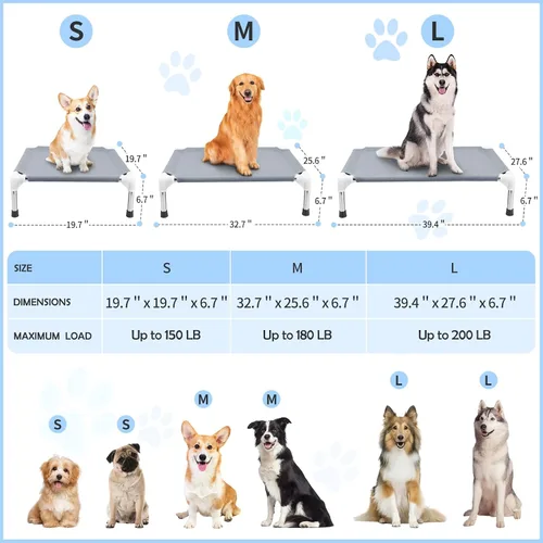 Vista 4 de Cama elevada para perros, cama elevada para perros grandes, camas