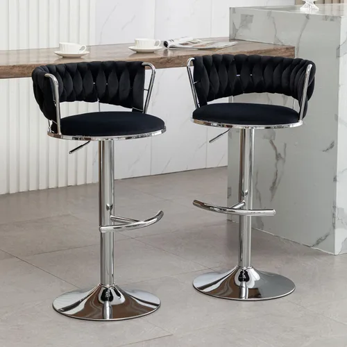 Vista 25 de Canxkun Gold - Juego de 2 taburetes de bar, sillas de bar de altura de mostrador con respaldo bajo, taburetes de bar de altura ajustable de Beige