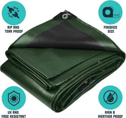 Vista 2 de Core Tarps - Lona resistente de 16 mm. / .62 pulgadas, impermeable, resistente a los rayos ultravioleta, a prueba de rasgaduras y roturas, lona