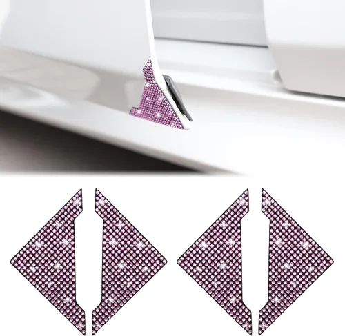 Vista 11 de TOMALL Protectores de borde de esquina de puerta de automóvil, 4 unidades, con diamantes de imitación brillantes, antiarañazos, calcomanía para AB