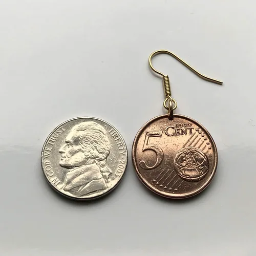 Vista 8 de Spain España 5 Euro Cent coin earrings Santiago de Compostela cathedral apostle Way of Saint James the Great church Iglesia Jesus Madrid Cadiz
