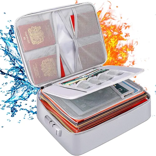 Vista 12 de DocSafe - Bolsa de documentos con cerradura, funda de almacenamiento de archivos de 3 capas ignífuga con cierre resistente al agua, bolsa
