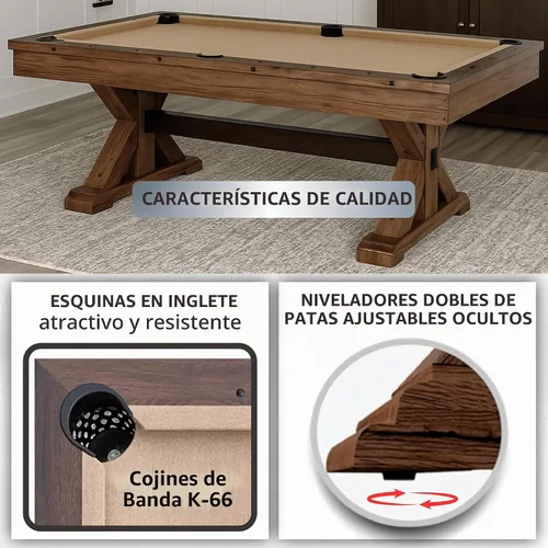 Vista 7 de Mesa de juego multifuncional de 7' 3 en 1 con mesa de billar y mesa de ping pong con tapa para cenar. Incluye banco de almacenamiento dual