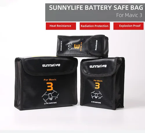 Vista 4 de Mavic 3 Lipo - Bolsa de batería para DJI Mavic 3 Pro, accesorios para drones, baterías ignífugas a prueba de explosiones, bolsa segura para carga