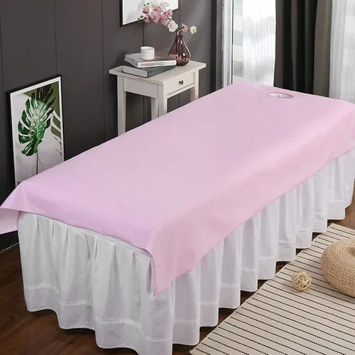 Vista 4 de Sábana de salón de belleza, cubierta impermeable para cama de masaje a prueba de aceite, sábana de mesa de masaje profesional con orificio