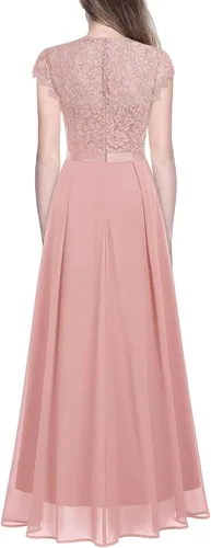 Vista 2 de Miusol Vestido largo formal de dama de honor con cuello en V y encaje floral elegante para mujer