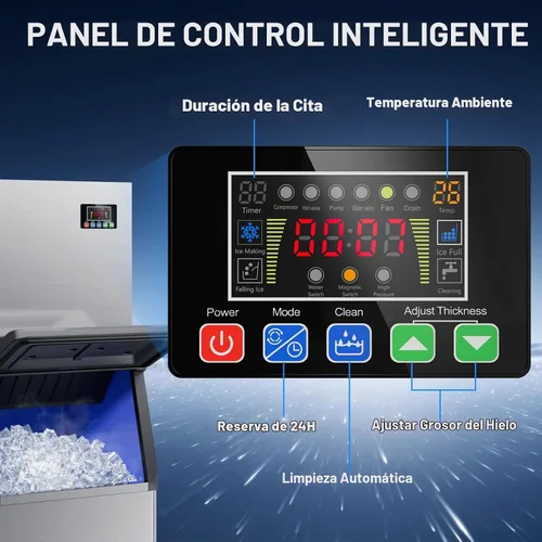 Vista 6 de Commercial Ice Maker Machine, 580Lbs/24H with 450Lbs Storage, ETL Approval Silver Grey