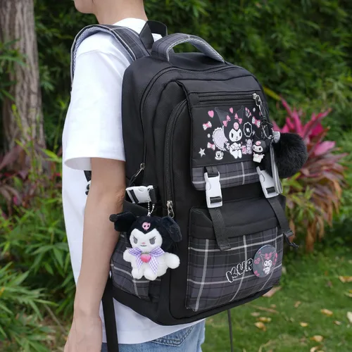 Vista 7 de juju - Mochila Kawaii negra y morada, Negro, Mediana, Kawaii