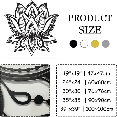 Vista 4 de Arte de pared de mandala, arte de pared de metal con flor de loto, decoración de pared de mandala de metal grande, arte de pared de mandala de loto