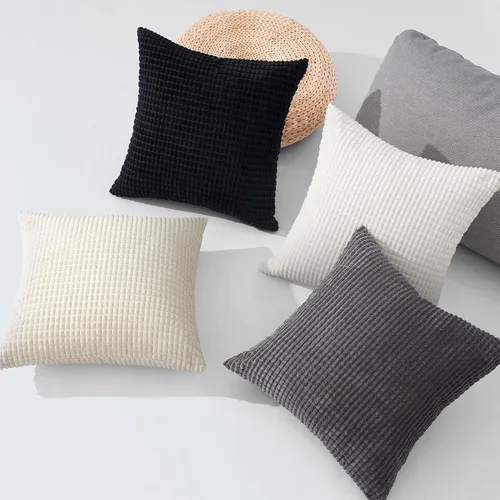 Vista 5 de Topfinel - Paquete de 4 fundas de almohada decorativas en negro y blanco de 16 x 16 pulgadas para sala de estar, sofá, cama, decoración rústica