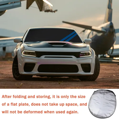 Vista 7 de Parasol para parabrisas delantero para Dodge Charger Challenger Durango Journey Ajuste universal para todos los coches Dodge Visor de sol plegable