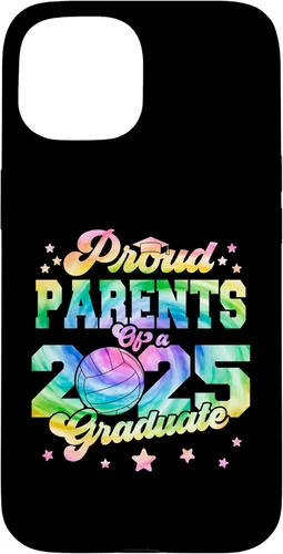 Vista 6 de iPhone 16 Parents of a 2025 Graduate Tie Dye Graduation VolleyBall Case