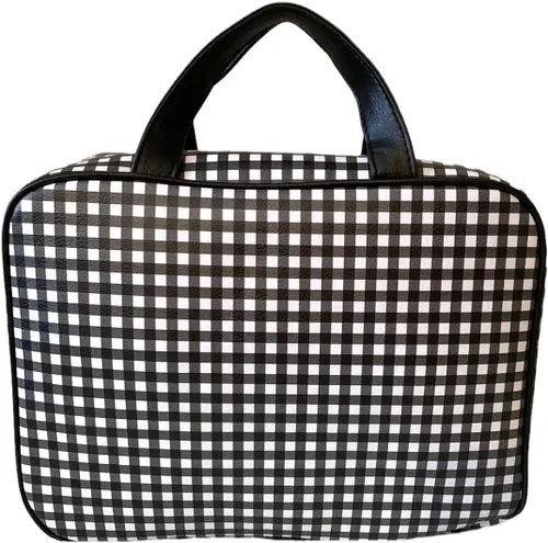 Vista 4 de Steve Madden Estuche cosmético Weekender para mujer, Negroblanco, talla única , Estuche de transporte cosmético