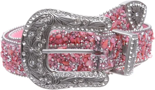 Vista 7 de Western Cowboy Rhinestone Bling Mesh Stone Belt - Opciones de varios colores Negro