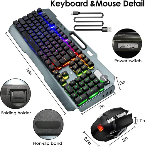 Vista 8 de Teclado y ratón recargables, tapa para tecla suspendida.