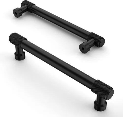 Vista 21 de Asidrama Paquete de 10 tiradores para gabinete color negro mate de 3.75 pulgadas (96mm), manijas estriadas para gabinete, accesorios para gabinetes