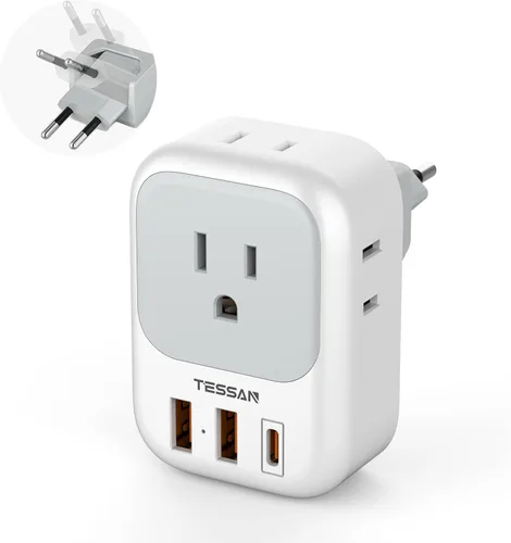 Vista 17 de TESSAN - Adaptador de enchufe de EE. UU. a Japón PD 20W, adaptador de 2 clavijas a 3 clavijas