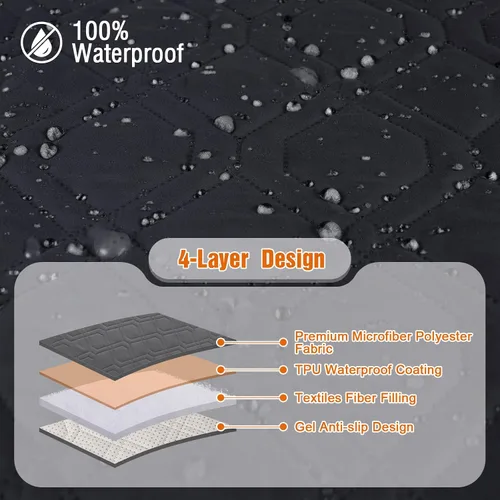 Vista 6 de VANSOFY Funda para Sofá, Fundas de Sofá Impermeables Lavables Forro Protector de Muebles Fundas de Asiento de Sofá Antideslizantes para Perros, Negro
