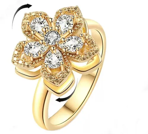 Vista 24 de Sunflower Ring Spinning Fidget Rings for Anxiety Open Adjustable Spinner Sun Ring Creative Relieving Stress Rotating Jewelry