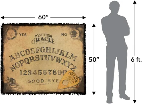 Vista 2 de LOGOVISION Ouija - Manta de 50 x 60 pulgadas, tapiz vintage de mezcla de algodón con flecos