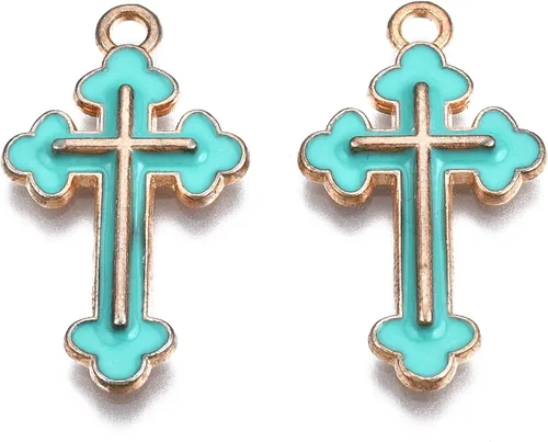 Vista 5 de Colgantes de aleación de cruz esmaltada Crucifijo Cruz Metal Colgantes para DIY Pendiente Pulsera Collar Llavero Joyería Fabricación Artesanía