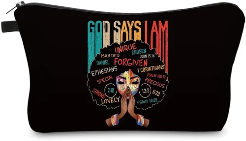 Vista 20 de Bolsa de maquillaje afroamericana para monedero, bolsas de cosméticos negras afro para mujer, regalo inspirador, pequeña bolsa de cosméticos