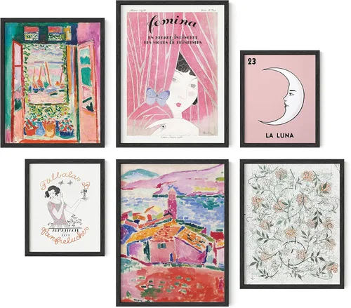 Vista 19 de HAUS AND HUES Decoración de Pared Naranja Arte de Galería Juego de 6 - Pósteres para Estética de Habitación Psicodélica, Arte de Pared Rosa y 70 s