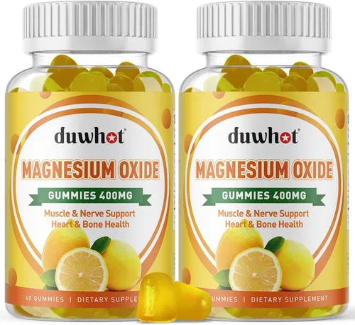 Vista 8 de Gomitas de óxido de magnesio de 400 mg, suplemento masticable de óxido de magnesio para adultos y niños, apoyo nervioso, muscular, óseo y cardíaco