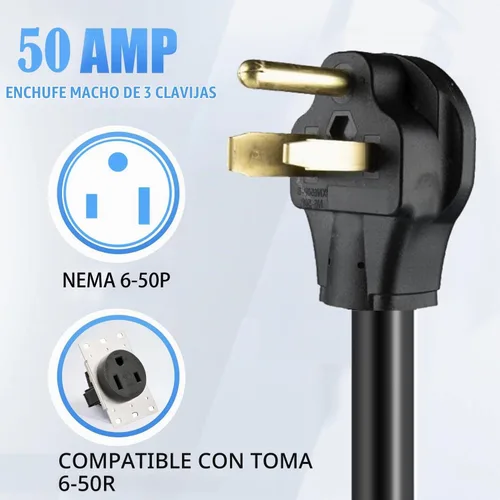 Vista 2 de Cable adaptador de conector EV NEMA 6-50P a 14-50R - Certificado UL, enchufe macho de toma de secadora de 3 clavijas de 250V a conector hembra de 4