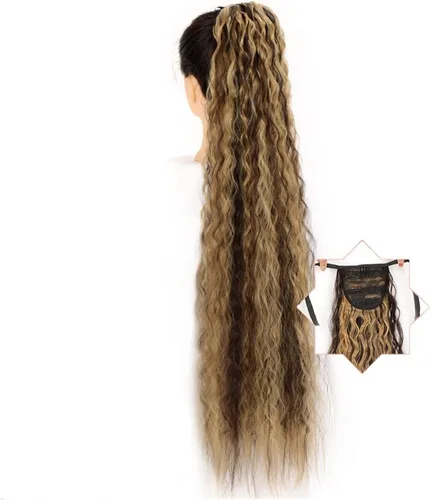 Vista 8 de HIHELO 1 paquete de extensiones de cola de caballo largas onduladas sintéticas naturales con cordón de extensión de cola de caballo para mujer 005