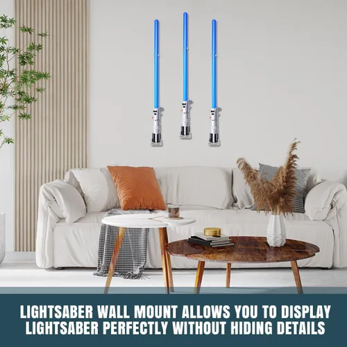 Vista 2 de Montaje en Pared para Sables de Luz Transparente, Paquete de 1 Soporte para Sables de Luz Compatible con Sables de Luz de Galaxy’s Edge, Sable