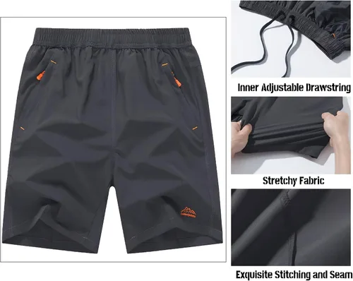 Vista 3 de MAGCOMSEN Men's Shorts Quick Dry Hiking Shorts with Zipper Pockets for Gym, Workout, Athletic, Running