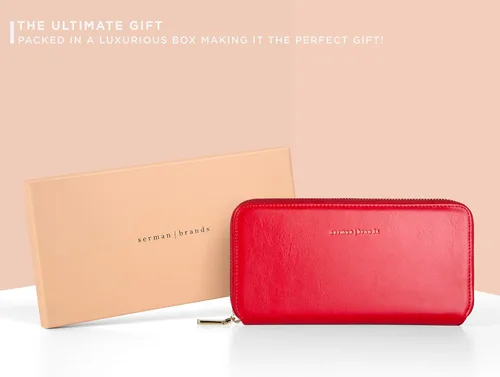 Vista 6 de SERMAN BRANDS Carteras clásicas para mujer con bloqueo RFID. Cartera con tarjetero para teléfono