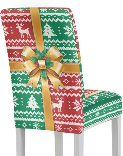Vista 4 de Rnyleeg Juego de 1 fundas para sillas de comedor de Navidad, fundas para sillas de comedor, diseño étnico, diseño étnico, suave, lavable, para Arco