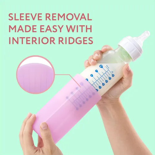 Vista 6 de Impresa Fundas de silicona para biberones de bebé, compatibles con botellas de vidrio de cuello estrecho Dr. Brown, paquete de 3, multicolor de 8