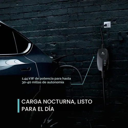 Vista 4 de Lectron Cargador Tesla de Nivel 1 (WiFi) con Control de Aplicación – 12 Amperios, 120V, Enchufe NEMA 5-15, Cable de Extensión de 16 pies, Conector