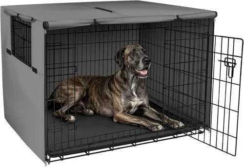 Vista 31 de Explore Land - Funda para jaula para perros, 18 pulgadas, color negro Parasol de poliéster resistente, ajuste universal para jaula de alambre