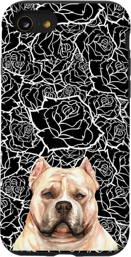 Vista 18 de American Bulldog Bully Dog Rose Flower Black White Pattern Case for iPhone 17