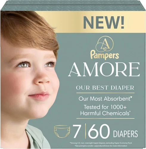 Vista 19 de Pampers Amore, tamaño 0 (hasta 10 libras), 76 unidades, nuestro mejor pañal, hipoalergénico y sin fragancia, hasta 100% a prueba de fugas, suave