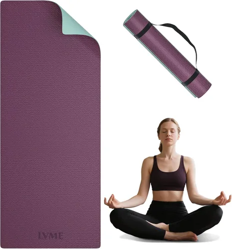 Vista 14 de Yoga Mat Non Slip, Anti-Tear 1/4" & 2/5" Thick TPE Yoga Mats for Women and Men, a stylish and practical dual-tone yoga mat.72"x24" Exercise &