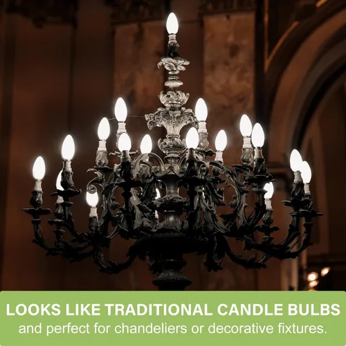 Vista 3 de Sigalux Bombillas LED E12 para candelabro, regulables, tipo B de candelabro, certificación UL