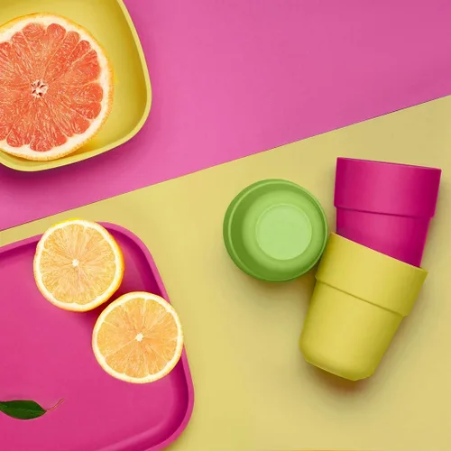 Vista 4 de Vasos de bambú para niños, juego de 4 vasos apilables de bambú, juego de vajilla de bambú para niños, tazas de bambú para niños, aptos