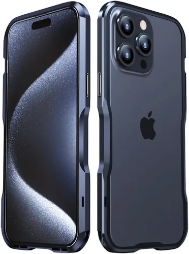 Vista 32 de Parachoques de aluminio compatibles con iPhone 12 Mini de 5.4 PULGADAS, estuche con marco metálico, parachoques delgado de diseño genial y Negro