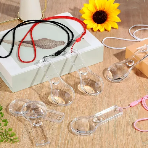 Vista 6 de Paquete de 50 lupas para niños, lupa portátil de mano 15x y 5X para el hogar, lentes de aumento con 50 cordones para estudiantes escolares