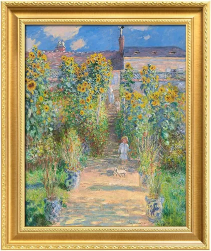 Vista 23 de IPIC - Reproducción artística de los lirios de agua de Claude Monet 1906, impresiones giclée coinciden con el marco dorado clásico, arte de pared