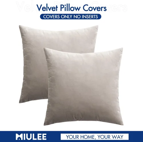 Vista 6 de MIULEE - Paquete de 2 fundas de almohada, de terciopelo, funda de almohada decorativa cuadrada, funda de almohada suave y de color liso para sofá