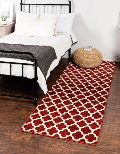 Vista 121 de Unique Loom Trellis Collection - Alfombra de área de Filadelfia, rectangular de 2 pies 2 pulgadas x 3 pies, color morado y marfil